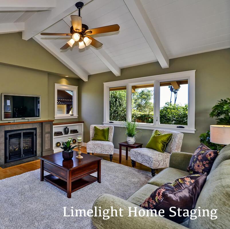Home Staged by Limelight Home Staging that maximizes floor space in a tight living room